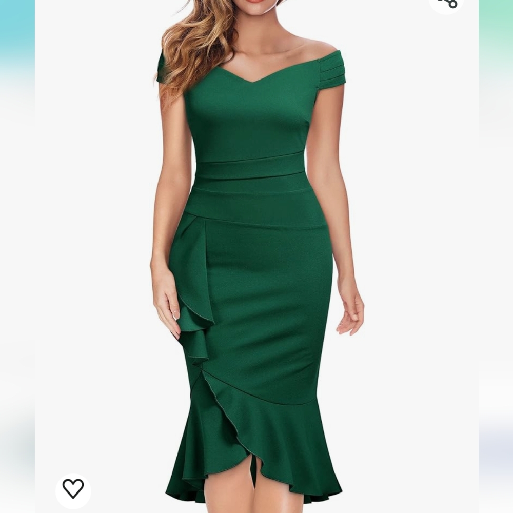 Women's Off Shoulder V-Neck Ruffle Evening Cocktail Dress